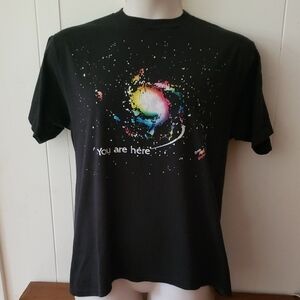 Vintage 80s Black Galaxy "You Are Here" Print XL T-Shirt